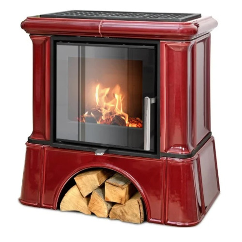 Kachlová kamna ABX Ikaria exklusive kachlový sokl, Bordo